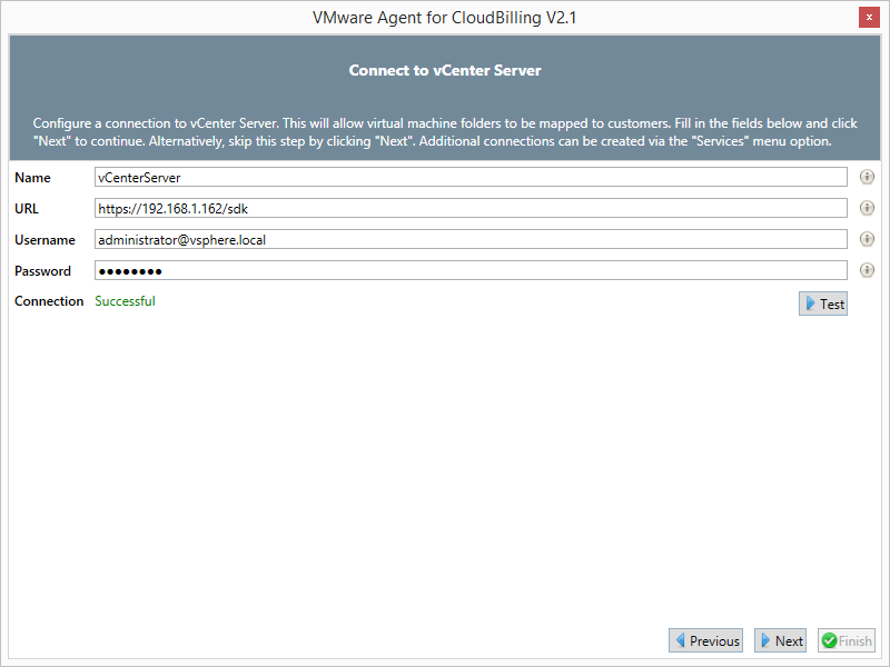 *Figure 2:* The Connect to a vCenter Server screen.