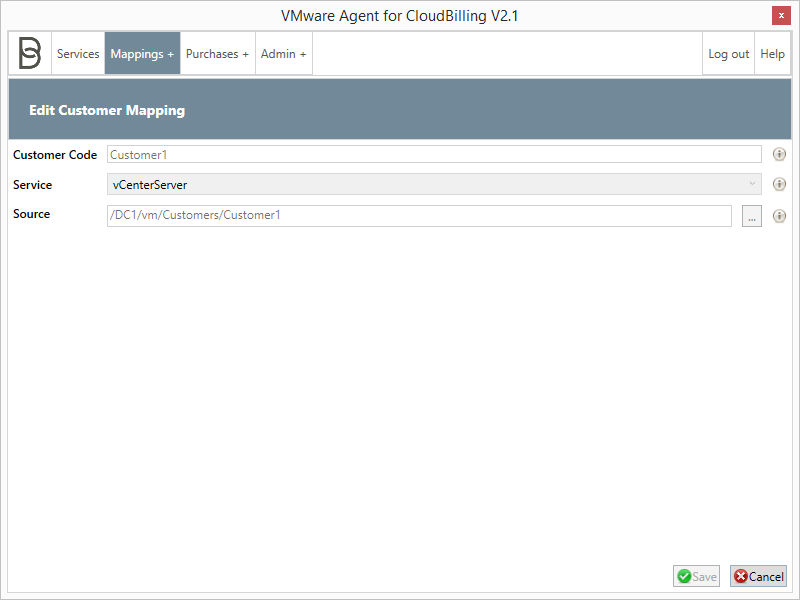 *Figure 2:* The Edit Customer Mapping screen.
