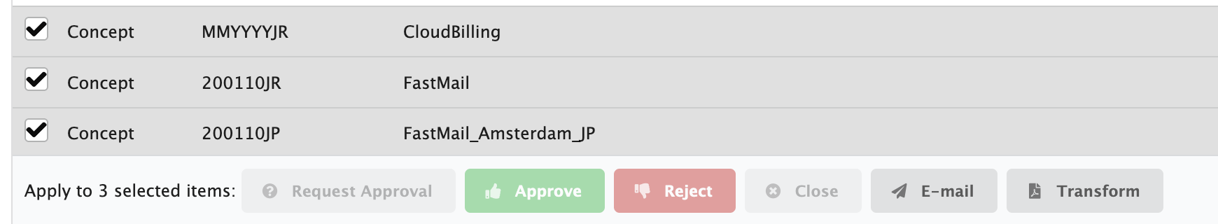 Figure FAQ Invoices 3: Transforming multiple invoices