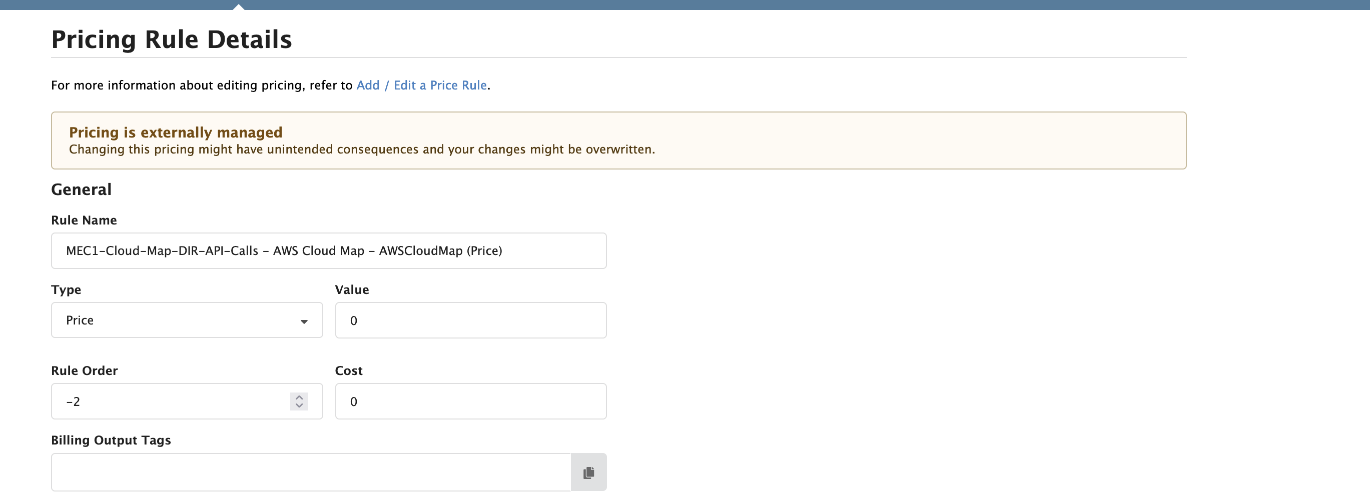 Figure Pricing rules 1: Externally managed Pricing Rule