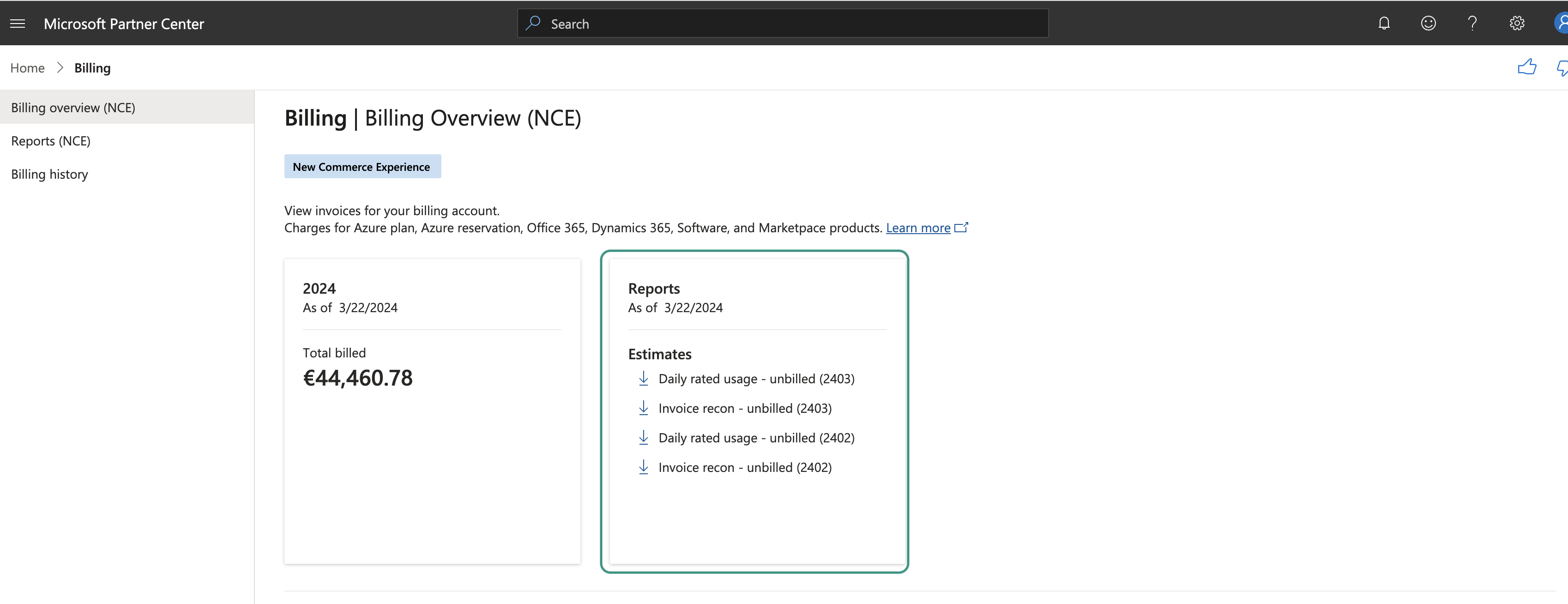 Figure FAQ Reconciliation 1: Downloading Azure Reconciliation files