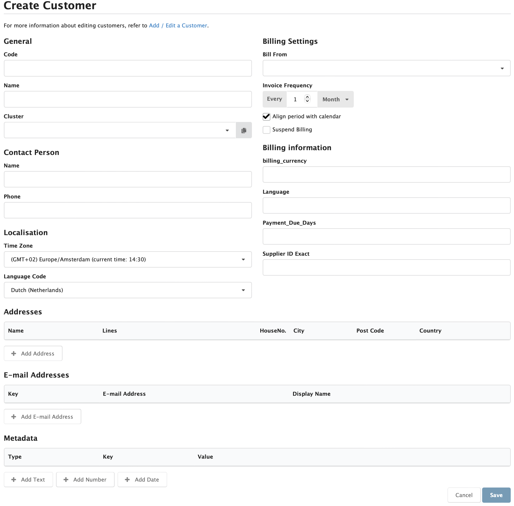 Figure Customers 5: Customers - Add Customer screen