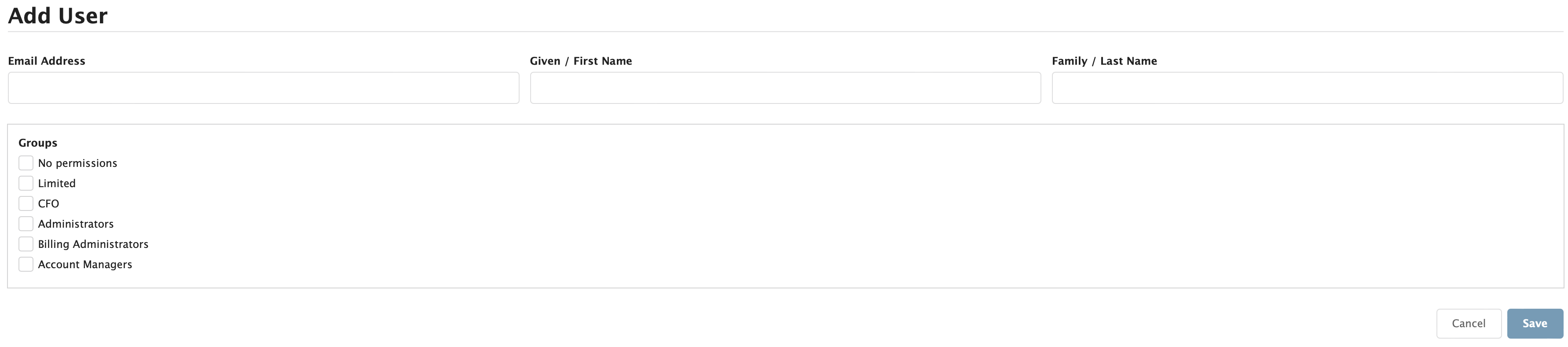 Figure Administration 20: Add User screen
