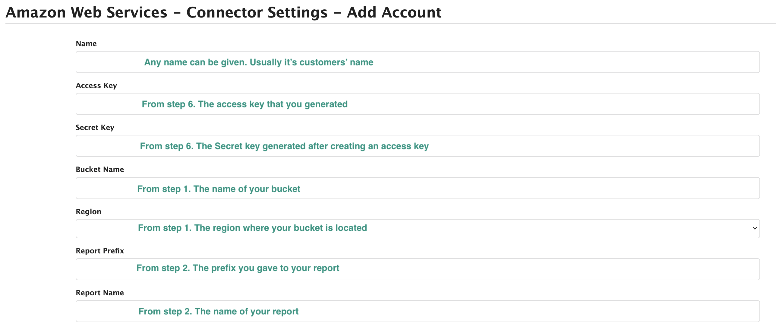 Figure AWS Connector 27: Adding a new AWS account in CloudBilling