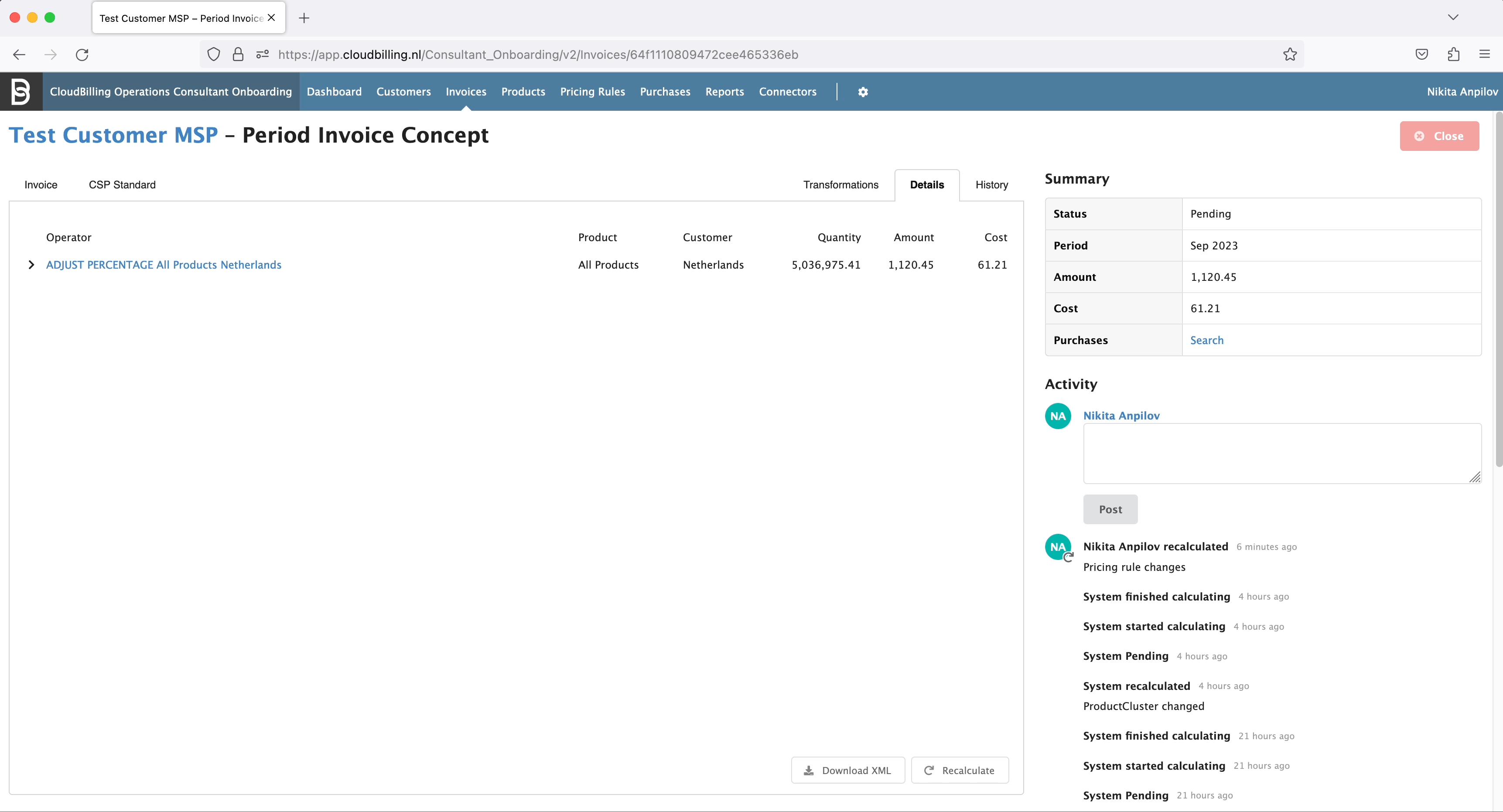 Figure AWS Connector 35: Setting up a pricing rule for a custom markup