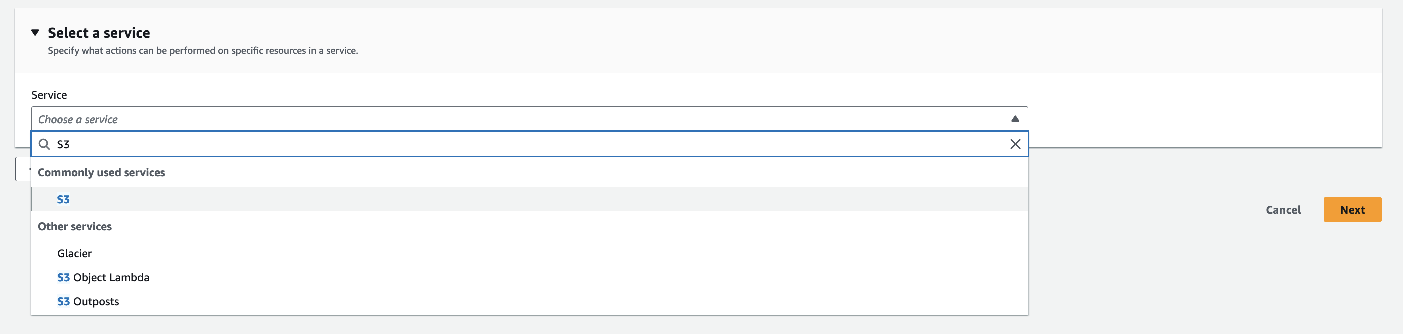 Figure AWS Connector 6: Selecting the S3