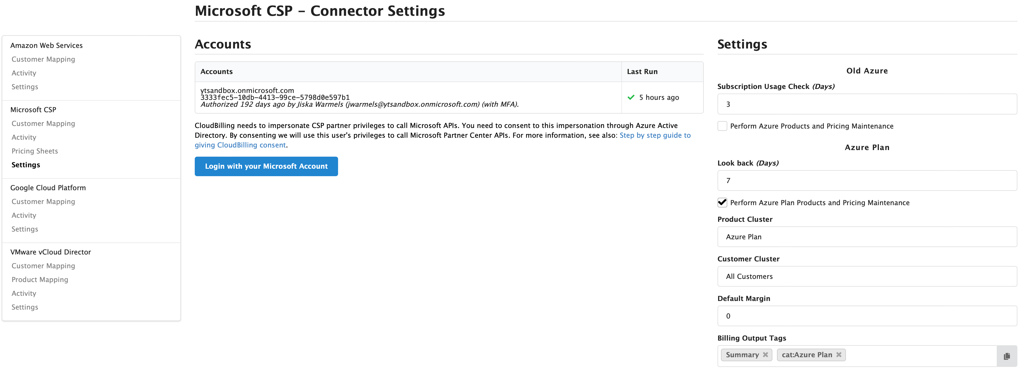 Figure Connectors 6: Connectors screen, Settings