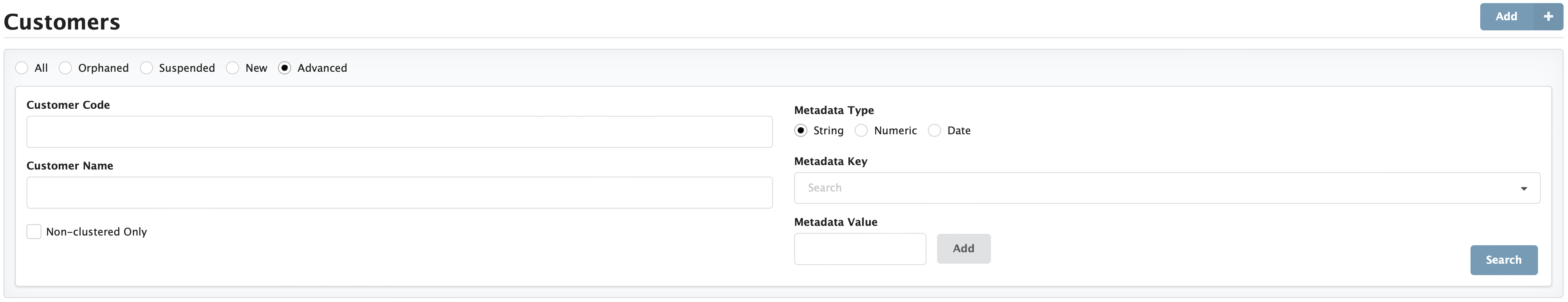Figure Customers 4: Customers - Advanced Search, Advanced option