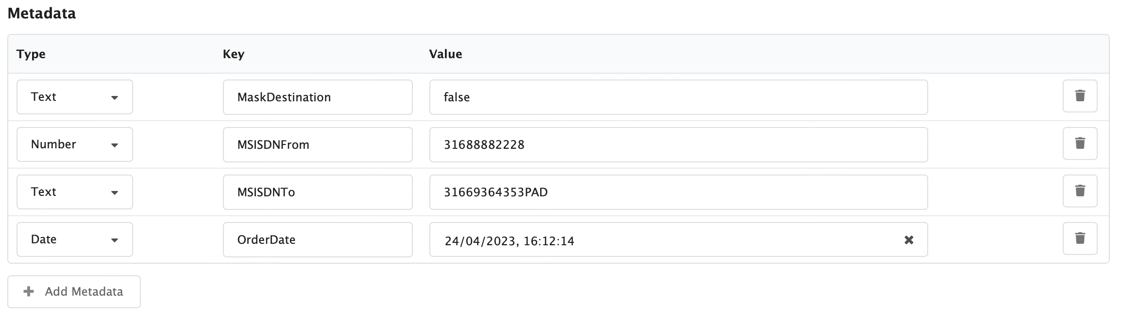 Example metadata fields Figure Pricing Rules 10: Example metadata fields