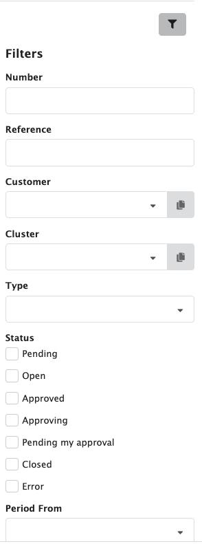 Figure Invoices 4: Filter options invoices