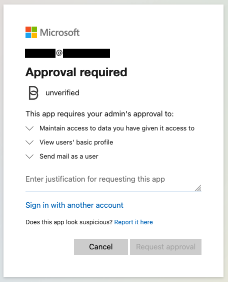 Figure Messaging 8: Microsoft 365 Graph Approval Required Screen