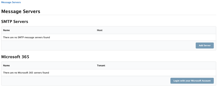 Figure Messaging 5: Message Server screen