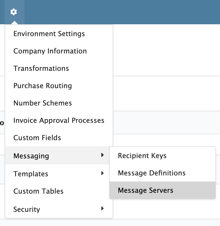 Figure Messaging 4: Message Server menu