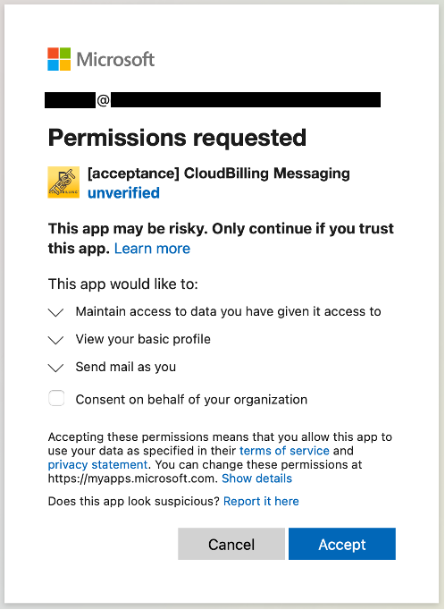 Figure Messaging 7: Microsoft 365 Graph Permissions Requested Screen