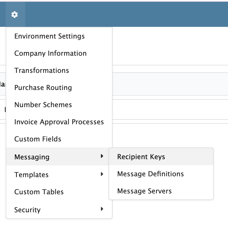 Figure Messaging 2: Recipient Keys in Administration Menu