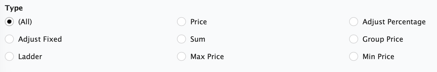 Pricing rule types Figure Pricing Rules 3: Pricing rule types